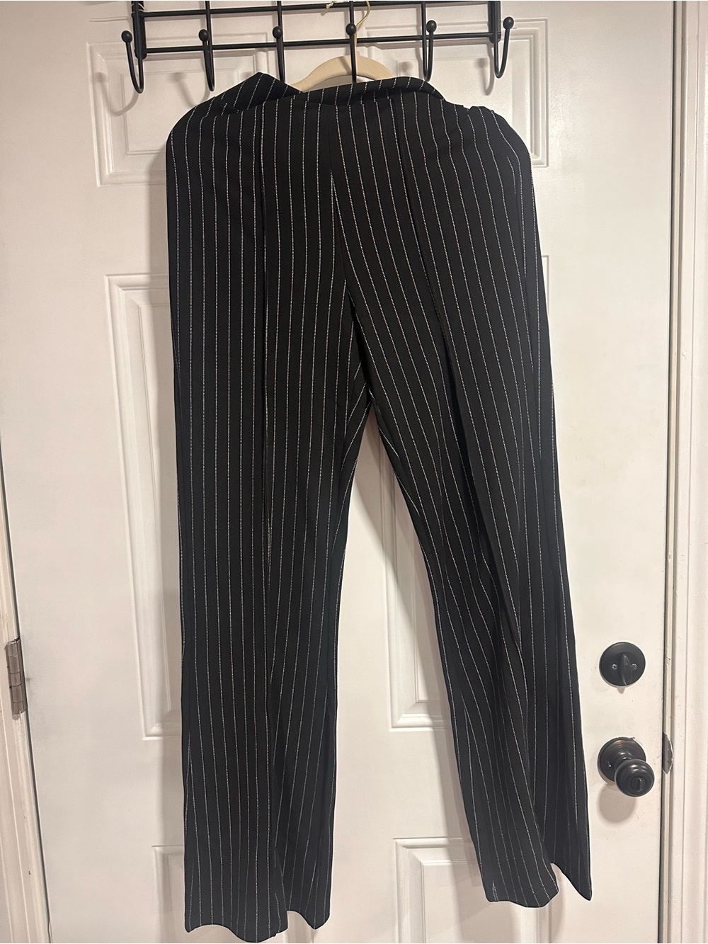 Fashion Nova Black Pinstripe Wide-Leg Pants